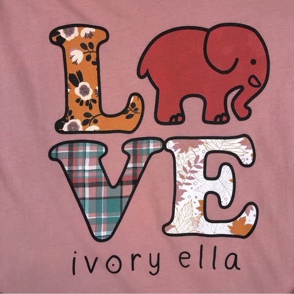 Long Sleeve Ivory Ella LOVE T-Shirt | Size S - Picture 2 of 5